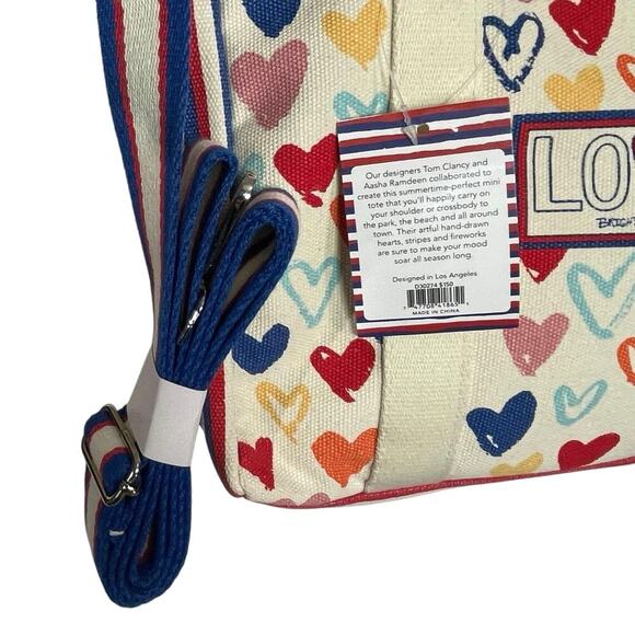 NWT BRIGHTON Red, White, and You Mini Heart Canvas Tote crossbody bag - Picture 5 of 8